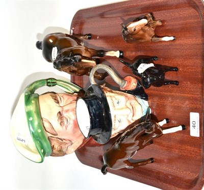 Lot 40 - Two Beswick character jugs, Beswick horse, foal and dog and a Royal Doulton foal