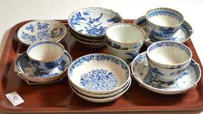 Lot 52 - Tray of 18th century Chinese and Japanese blue and white tea bowls