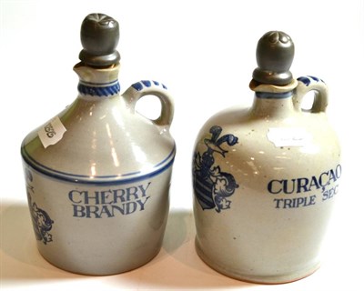 Lot 57 - Two Copenhagen stoneware spirit flasks with pewter stoppers