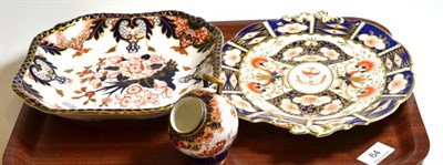 Lot 64 - Royal Crown Derby Imari pattern hod shaped vase; a Stevenson & Hilditch Derby porcelain plate and a