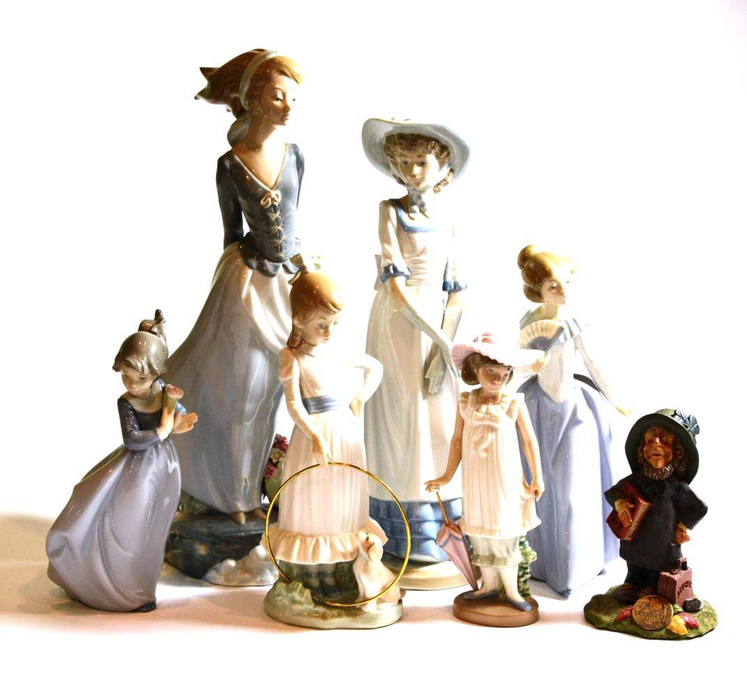 Lot 66 Six Lladro and Nao figures and a resin figure