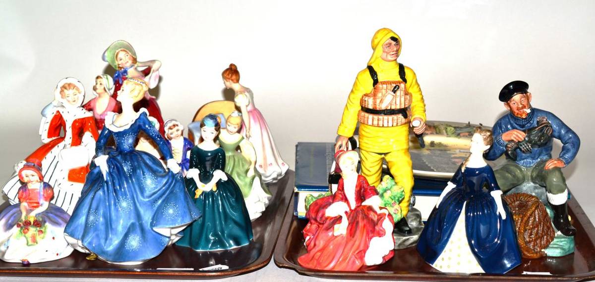 Lot 76 - A collection of Royal Doulton ladies (12), Royal Doulton 'Lifeboat Man' and 'Lobster Man', a...
