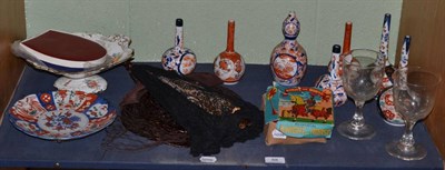 Lot 88 - A pair of Victorian glasses, Oriental ceramic vases, parasol, Japanese tin clockwork knight on...