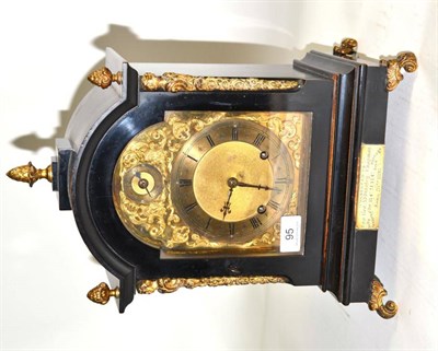 Lot 95 - A late 19th century German ebonised bracket clock, striking the hours and quarters on two gongs