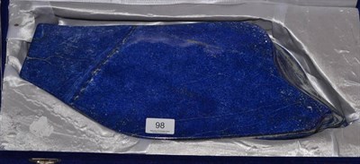 Lot 98 - Polished lapis lazuli, Afghanistan, 47cm by 20cm by 7cm, 11.45kg, in fitted case