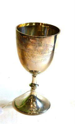 Lot 107 - A silver goblet, Walker & Hall with inscription