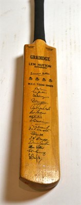 Lot 126 - Gradidge 'Len Hutton Autograph' small cricket bat bearing facsimile signatures of the MCC Team...