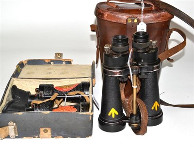 Lot 130 - Two pairs of military binoculars, marked with broad arrows, Barr & Stroud Glasgow & London