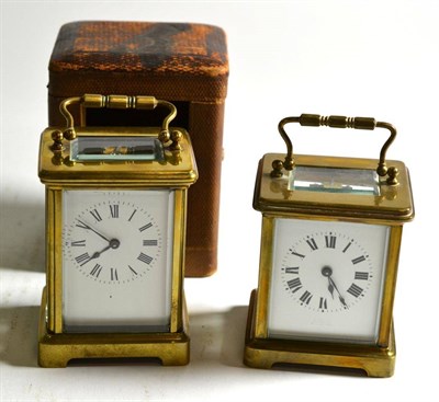 Lot 155 - Two carriage timepieces, one in a travel case