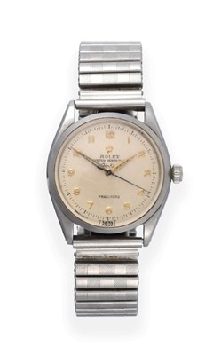 Lot 137 - A Stainless Steel Automatic Centre Seconds Wristwatch, signed Rolex, Oyster Perpetual,...