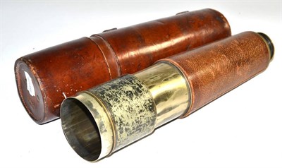 Lot 170 - A brass and leather four draw telescope by J H Steward