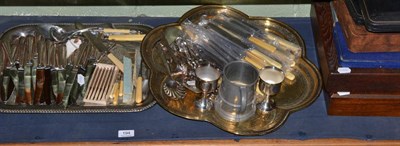 Lot 194 - A large quantity of silver plated flatware and spoons, some cased, together with a plated tray...