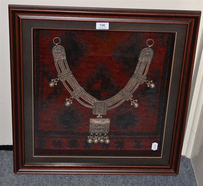 Lot 196 - Persian white metal belt (framed)