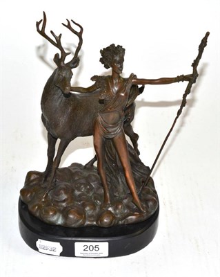 Lot 205 - After Ernest Rancoulet, bronze depicting a maiden with stag