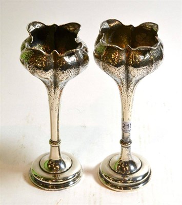 Lot 218 - Pair of silver loaded vases, Chester assay