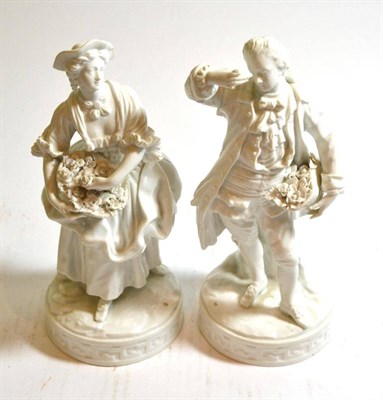 Lot 247 - A pair of Dresden blanc de chine figures in 18th century style, after Meissen originals (2)