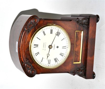 Lot 271 - A mahogany table timepiece, T Leach, 42 Mark Ln, London, circa 1870, carved mounts, bun feet,...