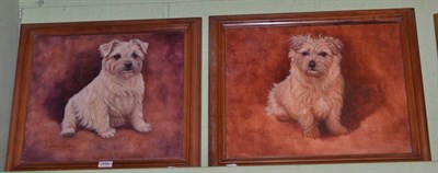 Lot 280 - Two oil on canvas dog portraits 'Basil' and 'Sybil' by Davina Owen