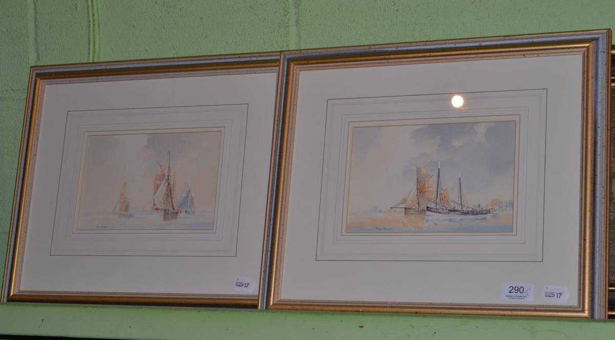 Lot 290 - A pair of watercolours signed Alan Stark, depicting sailing boats