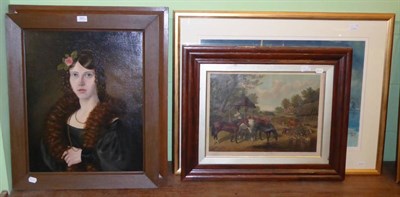 Lot 293 - Two 19th century portraits of ladies, a Pear's print ";The Old Farm"; and a signed limited...