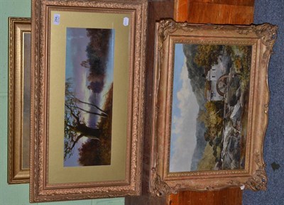 Lot 294 - An oil on canvas depicting a water wheel and river scene, an oil on canvas depicting a river...