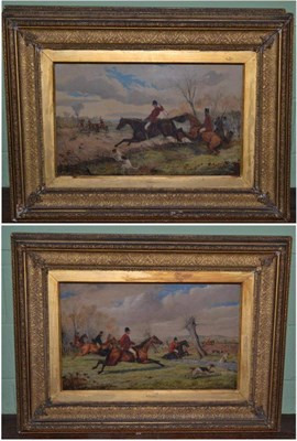 Lot 296 - A pair of hunting scenes, initialled SW for S Williams, oil on canvas