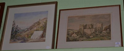 Lot 299 - A watercolour depicting Bolton Castle signed George Graham and another watercolour landscape,...