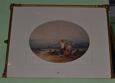 Lot 304 - Hamilton Thomas Gordon, Fisherfolk resting on a shore, watercolour, inscribed to reverse ";By...