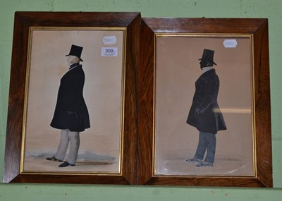 Lot 309 - A pair of 19th century watercolour portraits, signed Thomas, one with polychrome face and...