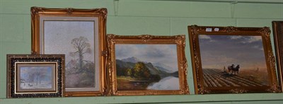 Lot 310 - Four 20th century oil landscapes together with a print (5)