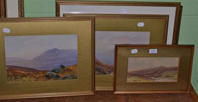 Lot 312 - William Henry Dyer, Sheep grazing on moorland, a pair of watercolours; Janetta R A Pitman...