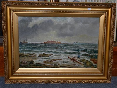 Lot 325 - Bernard Benedict Hemy, (1845-1913), ";Searching the Wreckage";, signed, oil on canvas