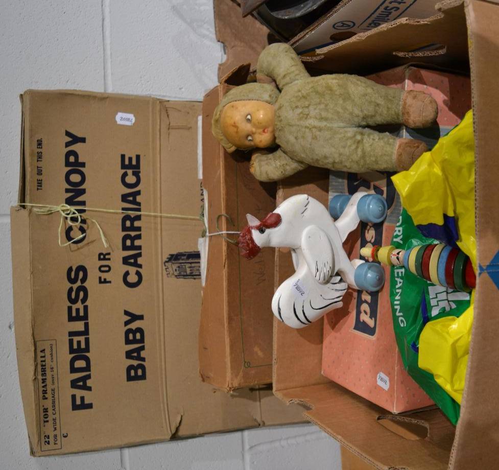 Lot 1006 A vintage wedding veil, a vintage pram