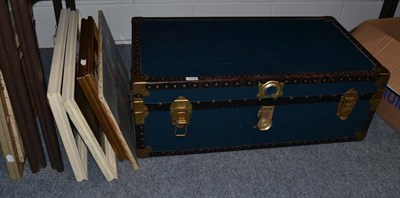 Lot 1009 - A travelling case, a pair of oil on canvas pictures depicting river scenes, three other oil on...