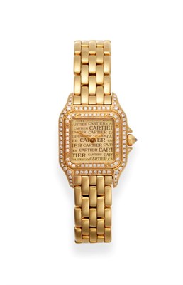 Lot 156 - A Fine Lady's 18ct Gold Diamond Set Wristwatch, signed Cartier, model: Panthere Figaro, ref:...