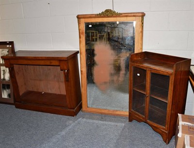 Lot 1027 - Victorian mahogany open dwarf bookcase, oak cabinet containing Encyclopedia Britannica and a...