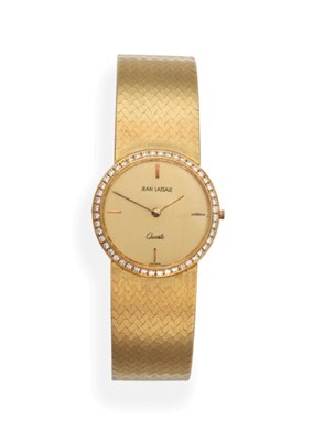 Lot 158 - A Lady's 18ct Gold Diamond Set Wristwatch, signed Jean Lassale, circa 1990, quartz movement,...
