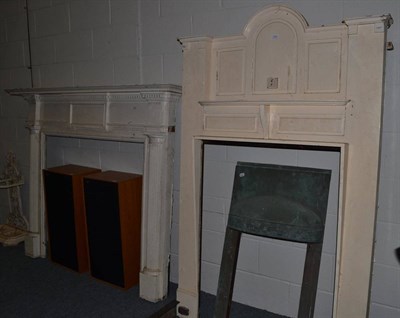 Lot 1040 - An Arts and Crafts cream painted fire surround with copper inset and copper fender; and a white...