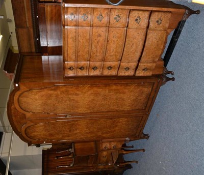 Lot 1043 - Queen Anne style walnut six piece bedroom suite