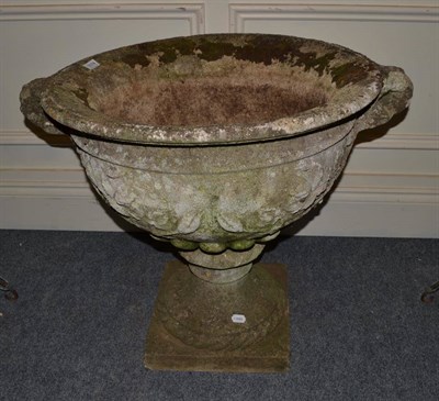 Lot 1074 - Stone garden urn, with base separate