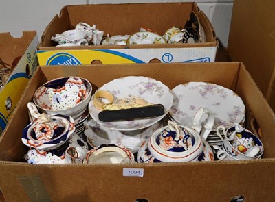 Lot 1094 - Jugs, Gaudy Welsh tea set, Limoges desert service, circa 1920s ivory ornaments, etc (in two boxes)