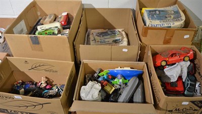 Lot 1096 - Quantity of model cars, some boxed together with a quantity of model trains, rolling stock etc...