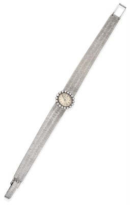 Lot 167 - A Lady's 18ct White Gold Diamond Set Wristwatch, signed Jaeger LeCoultre, circa 1965, lever...