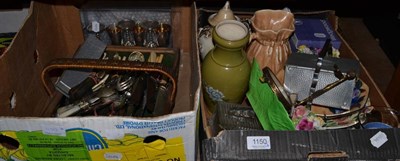 Lot 1150 - A quantity of cutlery, plated trays, ornamental wares (in three boxes)