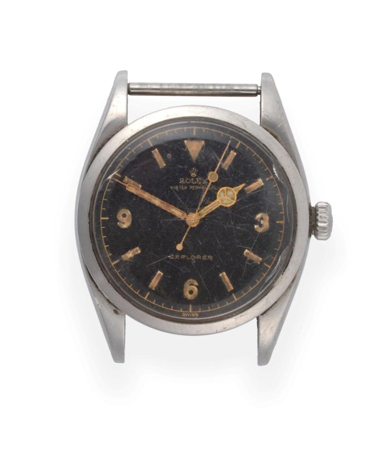 Lot 170 - A Rare and Early  "Explorer " Stainless Steel Automatic Centre Seconds Wristwatch, signed...