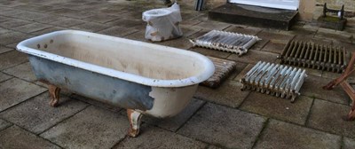 Lot 1162 - Cast iron bath, toilet and five cast iron radiators