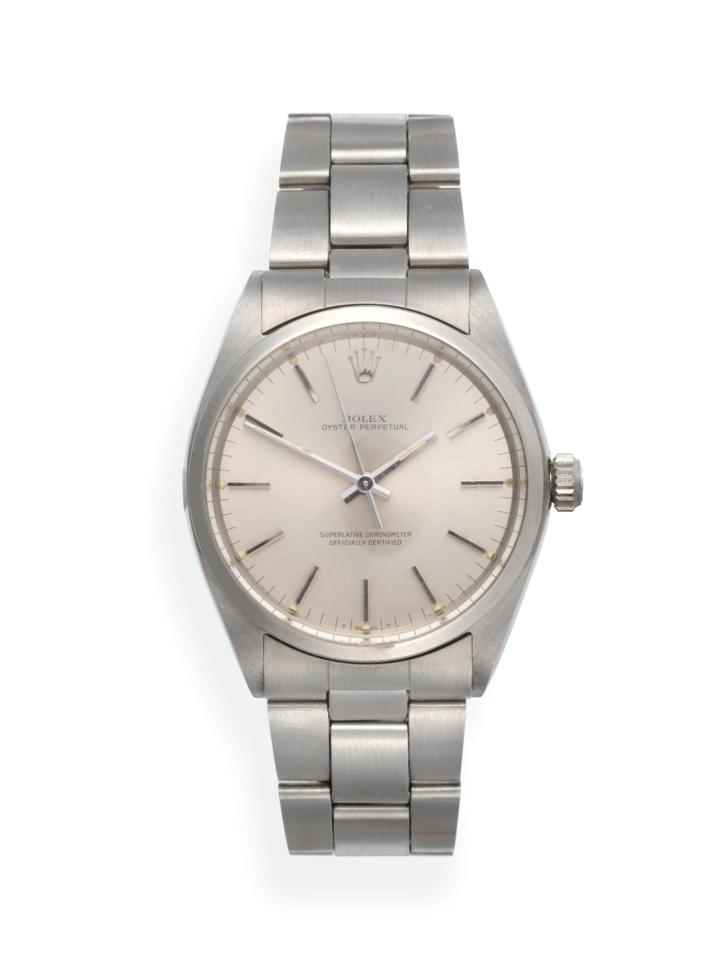 Lot 171 - A Stainless Steel Automatic Centre Seconds Wristwatch, signed Rolex, Oyster Perpetual,...