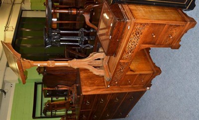 Lot 1188 - A mahogany four height chest of drawers, an oak dressing table, table top display cabinet,...