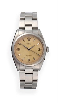 Lot 173 - A Stainless Steel Centre Seconds Wristwatch, signed Rolex, Oyster, Precision, ref: 6426/6427, 1959