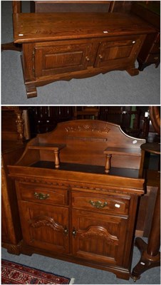 Lot 1201 - A modern oak two door sideboard and a Bernhardt oak drinks chest